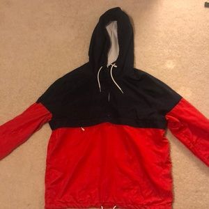 Men’s Large Blue and Red Rain Jacket